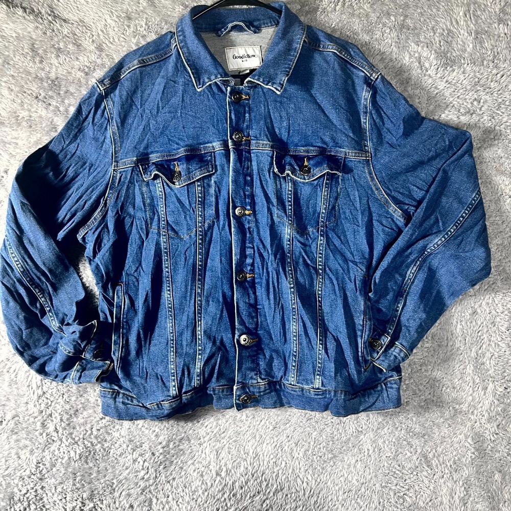 Goodfellow & Co Trucker Jacket Mens XL Blue Denim Cotton Stretch Medium Wash